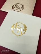 KLB-1127 White Golden Velvet Padded Thick Wedding Card (2 Page)