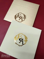 KLB-1127 White Golden Velvet Padded Thick Wedding Card (2 Page)