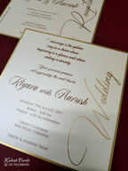 KLB-1128 White Royal Blue Brown Velvet Padded Thick Wedding Card (1 Page)