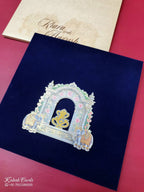 KLB-1128 White Royal Blue Brown Velvet Padded Thick Wedding Card (1 Page)