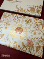 KLB-1129 White Floral Padded Thick Wedding Card (2 Page & Couple Name Acrylic)