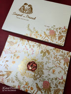 KLB-1129 White Floral Padded Thick Wedding Card (2 Page & Couple Name Acrylic)