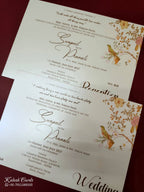 KLB-1129 White Floral Padded Thick Wedding Card (2 Page & Couple Name Acrylic)