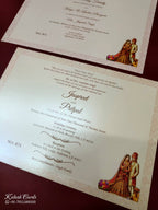 KLB-1132 Creme Bride Groom Laser Cut Padded Thick Wedding Card (2 Page & Couple Name Acrylic)