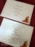 KLB-1132 Creme Bride Groom Laser Cut Padded Thick Wedding Card (2 Page & Couple Name Acrylic)