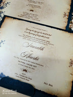 KLB-1133 Blue Floral Laser Cut Padded Thick Wedding Card (2 Page & Couple Name Acrylic)