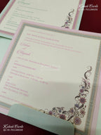 KLB-1134 Creme Green Floral Door Style Semi Box Wedding Card (2 Page)
