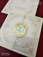 KLB-1136 Creme Floral Door Style Semi Box Wedding Card (2 Page)