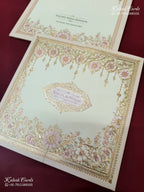 KLB-1137 Creme Floral Door Style Semi Box Wedding Card (2 Page)