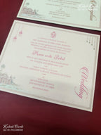 KLB-1138 Creme Royal Fort Lotus Floral Laser Cut Semi Box Wedding Card (2 Page)