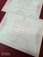 KLB-1139 Blue Floral Door Style Semi Box Wedding Card (2 Page & Couple Initial Acrylic)
