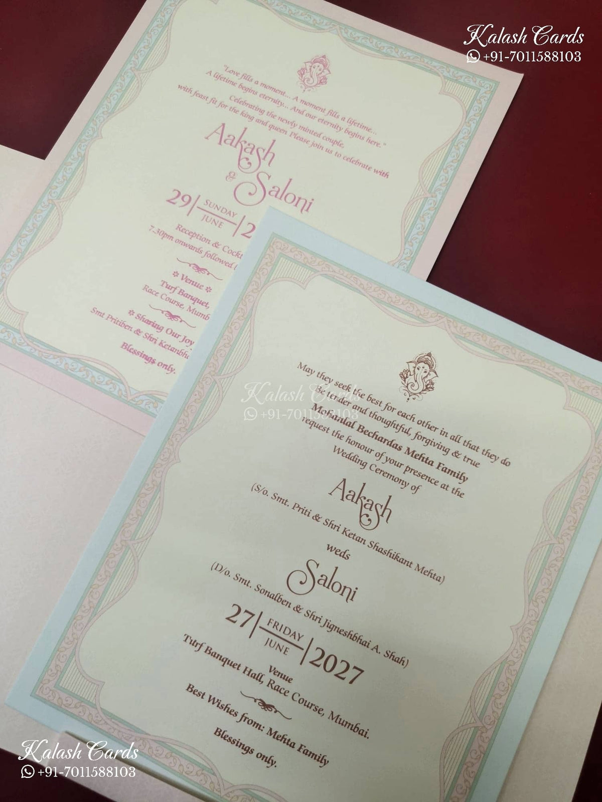 KLB-1141 Creme Floral Semi Box Wedding Card (2 Page)