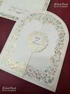 KLB-1143 Creme Floral Door Style Semi Box Wedding Card (2 Page)