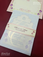 KLB-1146 Pink Lotus Floral Semi Box Wedding Card (2 Page & Sealing Band)
