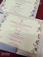 KLB-1147 Creme Blue Floral Door Style Semi Box Wedding Card (2 Page)