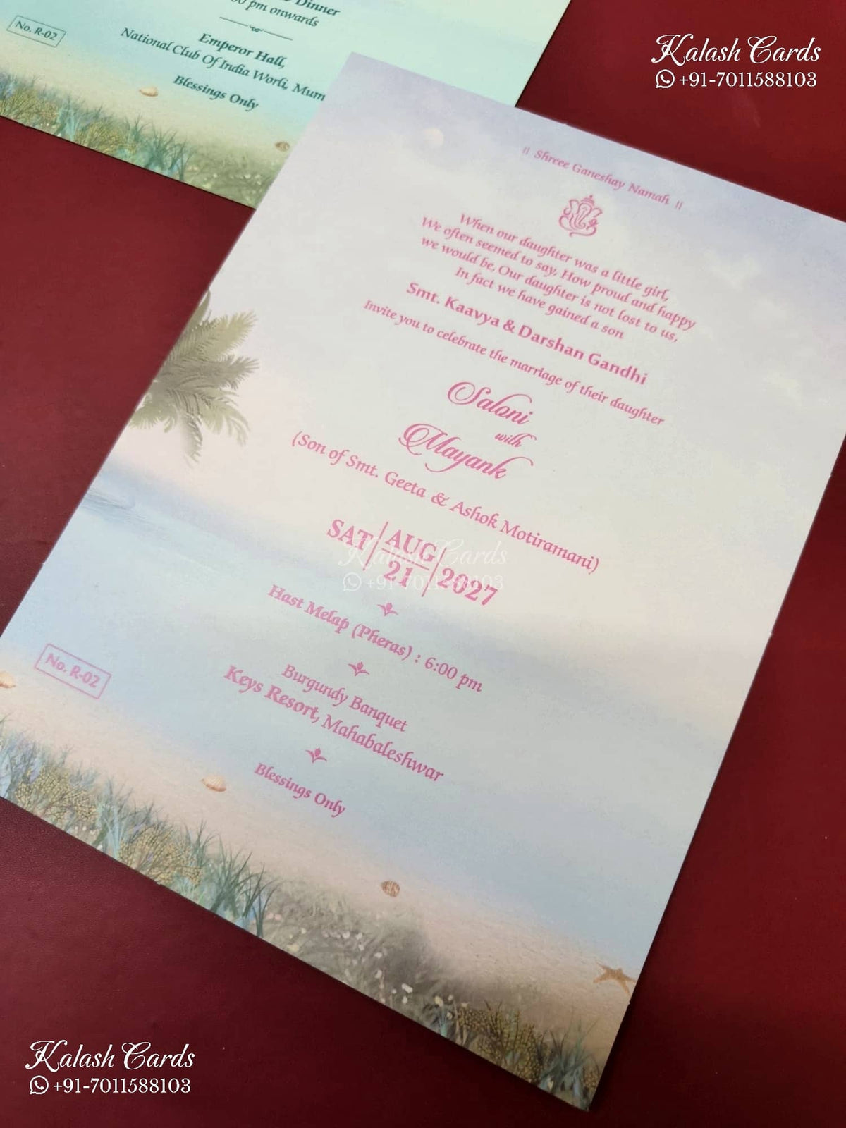 KLB-1149 Blue Mandap Semi Box Wedding Card (2 Page & Couple Name Acrylic)