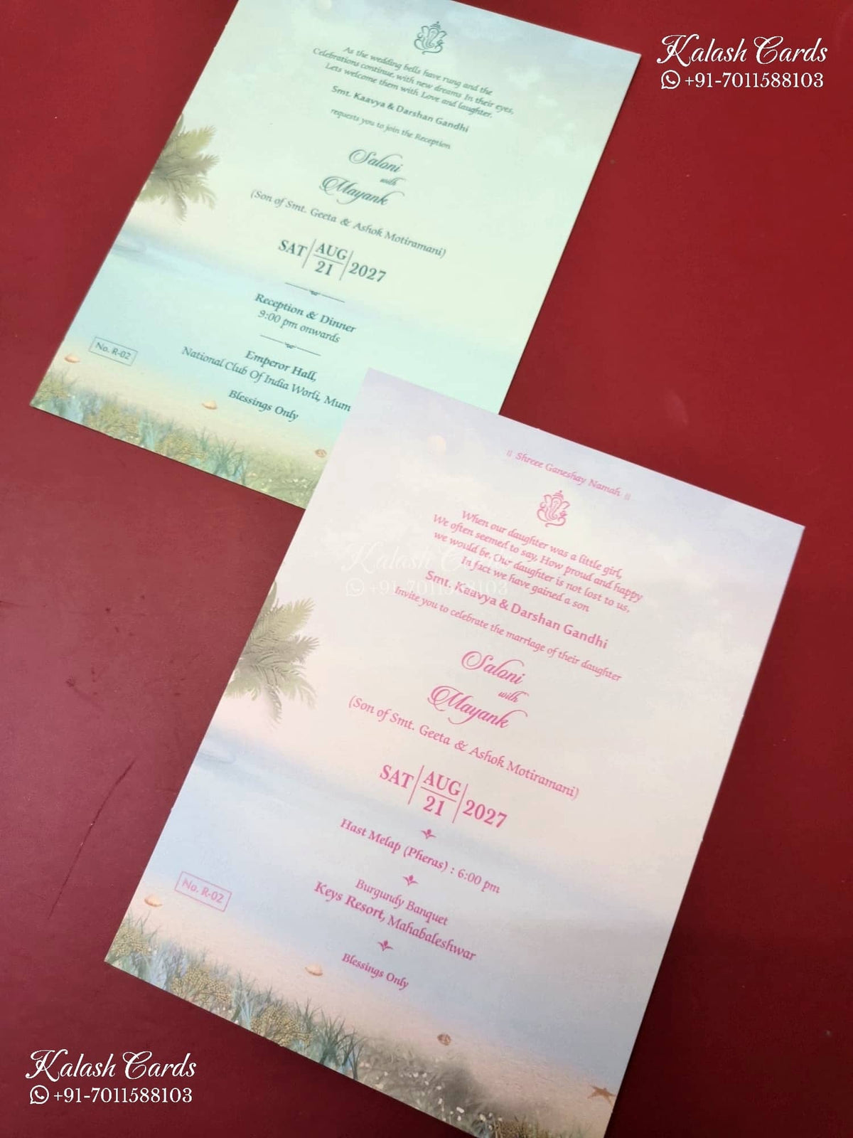 KLB-1149 Blue Mandap Semi Box Wedding Card (2 Page & Couple Name Acrylic)