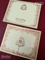 KLB-1150 Creme Floral Door Style Semi Box Wedding Card (2 Page)