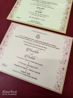 KLB-1150 Creme Floral Door Style Semi Box Wedding Card (2 Page)