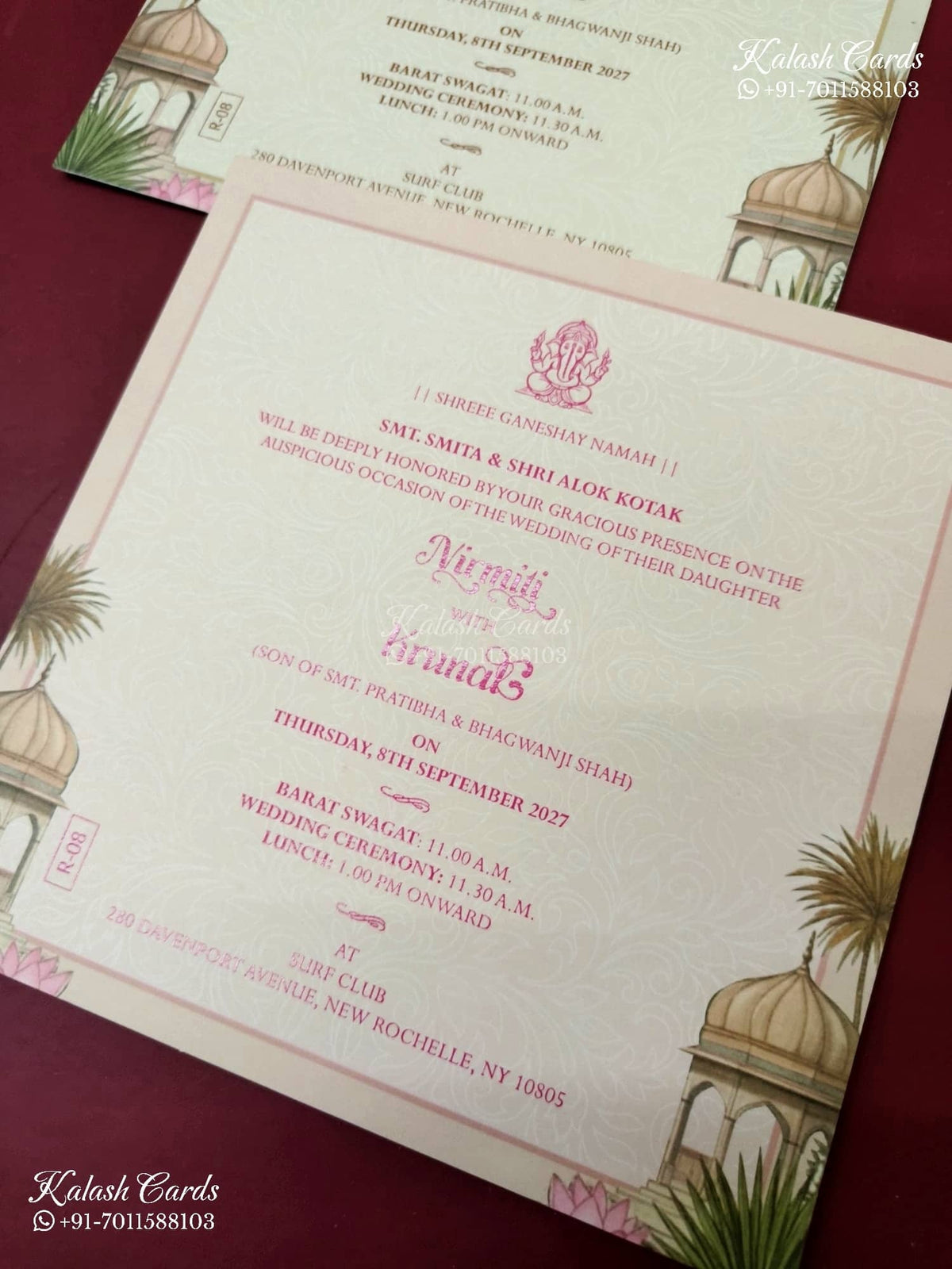KLB-1153 Creme Royal Fort Door Style Semi Box Wedding Card (2 Page)