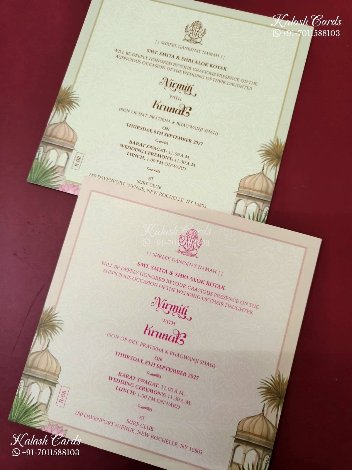 KLB-1153 Creme Royal Fort Door Style Semi Box Wedding Card (2 Page)