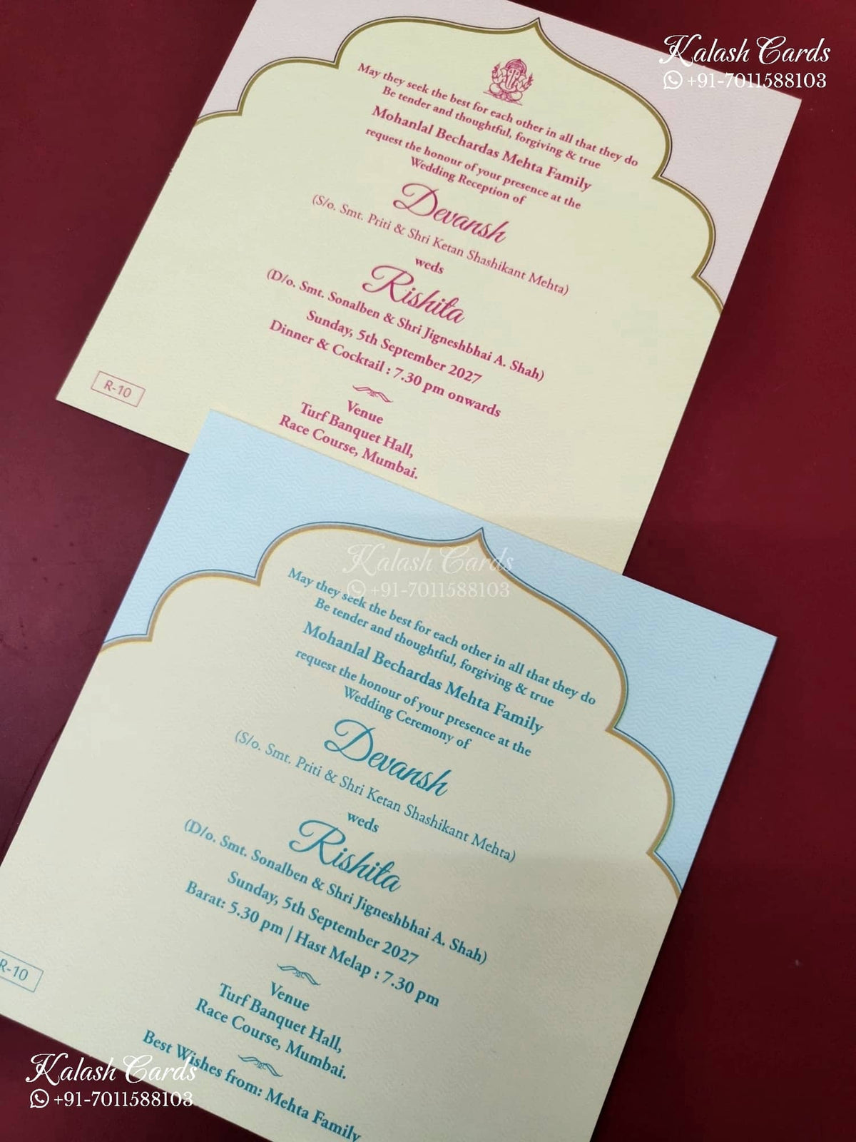 KLB-1155 Creme Bride Groom Semi Box Wedding Card (2 Page & Couple Initial Acrylic)