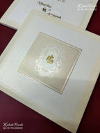 KLB-1160 White Creme Traditional Padded Thick Wedding Card (2 Page)