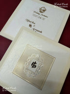 KLB-1160 White Creme Traditional Padded Thick Wedding Card (2 Page)