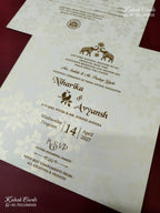 KLB-1160 White Creme Traditional Padded Thick Wedding Card (2 Page)