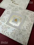 KLB-1161 White Floral Embossed Padded Thick Wedding Card (2 Page)
