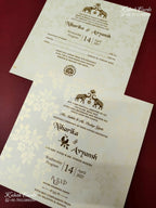 KLB-1161 White Floral Embossed Padded Thick Wedding Card (2 Page)