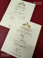 KLB-1166 White Grey Floral Padded Thick Wedding Card (2 Page & Couple Name Wooden Plate)