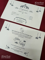 KLB-1172 White Grey Traditional Embossed Semi Box Wedding Card (2 Page)