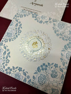 KLB-1177 White Floral Embossed Semi Box Wedding Card (2 Page)