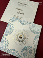 KLB-1177 White Floral Embossed Semi Box Wedding Card (2 Page)