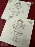 KLB-1177 White Floral Embossed Semi Box Wedding Card (2 Page)