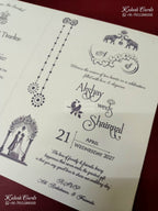 KLB-1182 White Creme Traditional Laser Cut Embossed Semi Box Wedding Card (2 Page)