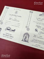 KLB-1182 White Creme Traditional Laser Cut Embossed Semi Box Wedding Card (2 Page)