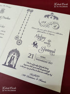 KLB-1183 White Creme Floral Embossed Semi Box Wedding Card (2 Page)