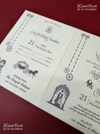KLB-1183 White Creme Floral Embossed Semi Box Wedding Card (2 Page)