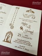 KLB-1184 White Creme Traditional Laser Cut Embossed Semi Box Wedding Card (2 Page)