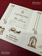 KLB-1184 White Creme Traditional Laser Cut Embossed Semi Box Wedding Card (2 Page)