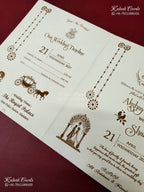 KLB-1185 White Creme Floral Embossed Semi Box Wedding Card (2 Page)