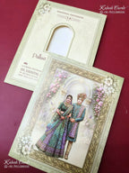 KLB-1193 Creme Purple Bride Groom Semi Box Wedding Card (2 Page)