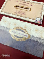 KLB-1196 Creme Purple Floral Semi Box Wedding Card (2 Page)