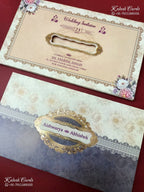 KLB-1196 Creme Purple Floral Semi Box Wedding Card (2 Page)
