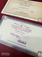 KLB-1196 Creme Purple Floral Semi Box Wedding Card (2 Page)