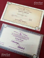KLB-1196 Creme Purple Floral Semi Box Wedding Card (2 Page)