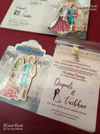 KLB-1197 Peach Bride Groom Semi Box Wedding Card (2 Page & Transparent PVC)