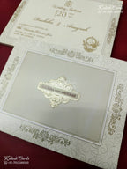 KLB-1200 Creme Green Traditional Semi Box Wedding Card (2 Page)